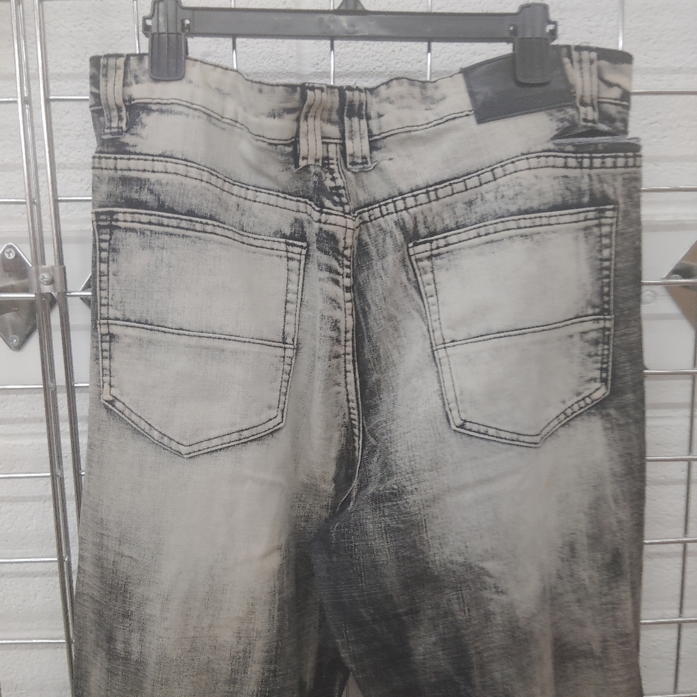 VICTORIOUS Men's Distressed Gray Biker Jeans Size 38 x 32 - Picture 9 of 11